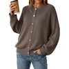 image:imageArachampCloz Womens Wool Blend Gold Button Fall Fashion Casual Cardigan  Lightweight Breathable SweaterWool BlendCrew NeckLong SleeveBusiness CasualFall Outfits for WomenFigurefriendlyCoffee