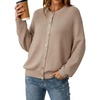 image:imageArachampCloz Womens Wool Blend Gold Button Fall Fashion Casual Cardigan  Lightweight Breathable SweaterWool BlendCrew NeckLong SleeveBusiness CasualFall Outfits for WomenFigurefriendlyDark Apricot