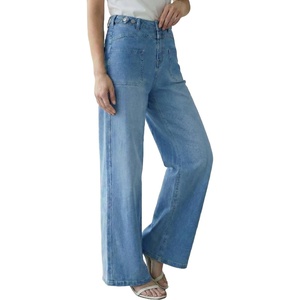 image:imageArachampCloz Womens Lyocell Blend Adjustable Waist Fall Wide Leg Jeans  Lyocell Blend Stretchy Denim Adjustable Button Waist High Waist Baggy Straight Wide Leg Jeans Trendy Casual Workwear 2026Light Blue