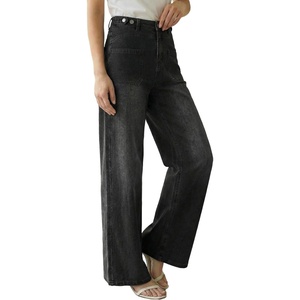 image:imageArachampCloz Womens Lyocell Blend Adjustable Waist Fall Wide Leg Jeans  Lyocell Blend Stretchy Denim Adjustable Button Waist High Waist Baggy Straight Wide Leg Jeans Trendy Casual Workwear 2026Black