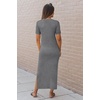 image:imageArachampCloz Womens Wool Blend Fall Business Casual T Shirts Maxi Dress  Soft Wool Blend Medium Stretch amp ThicknessCrew Neck short Sleeve Maxi Dress With side Slit fitsCasual And All OccasionsGray