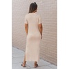 image:imageArachampCloz Womens Wool Blend Fall Business Casual T Shirts Maxi Dress  Soft Wool Blend Medium Stretch amp ThicknessCrew Neck short Sleeve Maxi Dress With side Slit fitsCasual And All OccasionsApricot