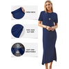 image:imageArachampCloz Womens Wool Blend Fall Business Casual T Shirts Maxi Dress  Soft Wool Blend Medium Stretch amp ThicknessCrew Neck short Sleeve Maxi Dress With side Slit fitsCasual And All OccasionsNavy