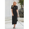 image:imageArachampCloz Womens Wool Blend Fall Business Casual T Shirts Maxi Dress  Soft Wool Blend Medium Stretch amp ThicknessCrew Neck short Sleeve Maxi Dress With side Slit fitsCasual And All OccasionsBlack