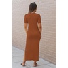 image:imageArachampCloz Womens Wool Blend Fall Business Casual T Shirts Maxi Dress  Soft Wool Blend Medium Stretch amp ThicknessCrew Neck short Sleeve Maxi Dress With side Slit fitsCasual And All OccasionsCaramel
