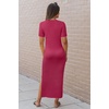 image:imageArachampCloz Womens Wool Blend Fall Business Casual T Shirts Maxi Dress  Soft Wool Blend Medium Stretch amp ThicknessCrew Neck short Sleeve Maxi Dress With side Slit fitsCasual And All OccasionsRose Red