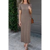 image:imageArachampCloz Womens Wool Blend Fall Business Casual T Shirts Maxi Dress  Soft Wool Blend Medium Stretch amp ThicknessCrew Neck short Sleeve Maxi Dress With side Slit fitsCasual And All OccasionsCoffee