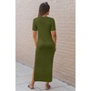 image:imageArachampCloz Womens Wool Blend Fall Business Casual T Shirts Maxi Dress  Soft Wool Blend Medium Stretch amp ThicknessCrew Neck short Sleeve Maxi Dress With side Slit fitsCasual And All OccasionsOlive Green