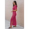 image:imageArachampCloz Womens Wool Blend Fall Business Casual T Shirts Maxi Dress  Soft Wool Blend Medium Stretch amp ThicknessCrew Neck short Sleeve Maxi Dress With side Slit fitsCasual And All OccasionsRose Red
