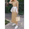 image:imageArachampCloz Womens Wool Blend Fall Business Casual T Shirts Maxi Dress  Soft Wool Blend Medium Stretch amp ThicknessCrew Neck short Sleeve Maxi Dress With side Slit fitsCasual And All OccasionsKahki