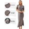 image:imageArachampCloz Womens Wool Blend Fall Business Casual T Shirts Maxi Dress  Soft Wool Blend Medium Stretch amp ThicknessCrew Neck short Sleeve Maxi Dress With side Slit fitsCasual And All OccasionsCoffee