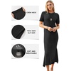 image:imageArachampCloz Womens Wool Blend Fall Business Casual T Shirts Maxi Dress  Soft Wool Blend Medium Stretch amp ThicknessCrew Neck short Sleeve Maxi Dress With side Slit fitsCasual And All OccasionsBlack