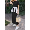 image:imageArachampCloz Womens Wool Blend Fall Business Casual T Shirts Maxi Dress  Soft Wool Blend Medium Stretch amp ThicknessCrew Neck short Sleeve Maxi Dress With side Slit fitsCasual And All OccasionsBlack