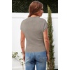 image:imageArachampCloz Womens Ruched Summer Tops Mock Neck Cap Sleeve Slim Fit BlousesGrey