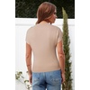 image:imageArachampCloz Womens Ruched Summer Tops Mock Neck Cap Sleeve Slim Fit BlousesNapricot