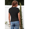 image:imageArachampCloz Womens Ruched Summer Tops Mock Neck Cap Sleeve Slim Fit BlousesNblack