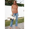 image:imageArachampCloz Womens Ruched Summer Tops Mock Neck Cap Sleeve Slim Fit BlousesNcamel