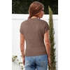 image:imageArachampCloz Womens Ruched Summer Tops Mock Neck Cap Sleeve Slim Fit BlousesNcoffee