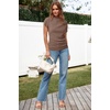 image:imageArachampCloz Womens Ruched Summer Tops Mock Neck Cap Sleeve Slim Fit BlousesNcoffee