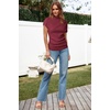 image:imageArachampCloz Womens Ruched Summer Tops Mock Neck Cap Sleeve Slim Fit BlousesNdark Red