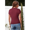 image:imageArachampCloz Womens Ruched Summer Tops Mock Neck Cap Sleeve Slim Fit BlousesNdark Red