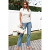 image:imageArachampCloz Womens Ruched Summer Tops Mock Neck Cap Sleeve Slim Fit BlousesNoffwhite