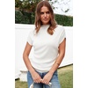 image:imageArachampCloz Womens Ruched Summer Tops Mock Neck Cap Sleeve Slim Fit BlousesNoffwhite