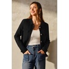 image:imageArachampCloz Womens Wool Blend Cropped Sweater Cardigan JacketBlack