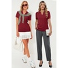 image:imageArachampCloz Womens Wool Blend Polo Business Casual Sweater Teacher OutfitsBurgundy Red