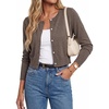 image:imageArachampCloz Womens Wool Blend Cropped Crewneck Fall Work Cardigan SweatersCoffee