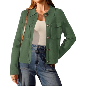 image:imageArachampCloz Womens Wool Blend Cropped Sweater Cardigan JacketArmy Green