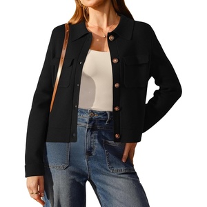 image:imageArachampCloz Womens Wool Blend Cropped Sweater Cardigan JacketBlack