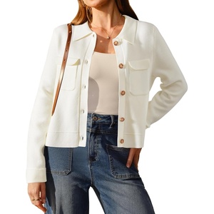 image:imageArachampCloz Womens Wool Blend Cropped Sweater Cardigan JacketWhite