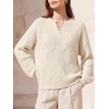 image:imageArachampCloz Womens Wool Blend Oversized V Neck Fall Winter Chunky SweatersBeige