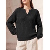 image:imageArachampCloz Womens Wool Blend Oversized V Neck Fall Winter Chunky SweatersBlack