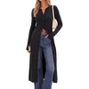 image:imageArachampCloz Womens Wool Blend Slim Fit Duster Fall Work Long CardiganBlack