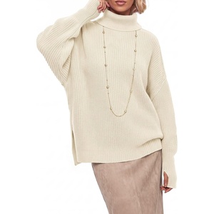image:imageArachampCloz Womens Wool Blend Oversized Turtleneck Fall Work Casual SweaterBeige