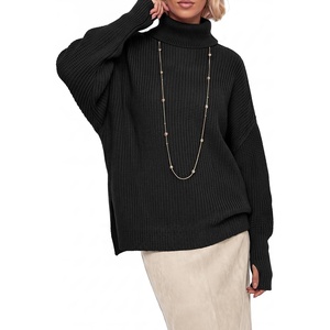 image:imageArachampCloz Womens Wool Blend Oversized Turtleneck Fall Work Casual SweaterBlack