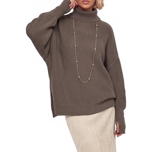 image:imageArachampCloz Womens Wool Blend Oversized Turtleneck Fall Work Casual SweaterCoffee