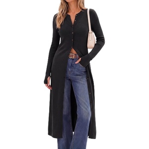 image:imageArachampCloz Womens Wool Blend Slim Fit Duster Fall Work Long CardiganBlack