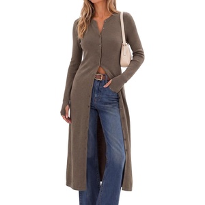 image:imageArachampCloz Womens Wool Blend Slim Fit Duster Fall Work Long CardiganCoffee