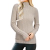 image:imageArachampCloz Womens Fall Ribbed Wool Blend Sweater Mock Neck Casual Outfits Long Sleeve Fitted Tops Trendy 2024Apricot