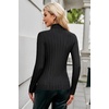 image:imageArachampCloz Womens Fall Ribbed Wool Blend Sweater Mock Neck Casual Outfits Long Sleeve Fitted Tops Trendy 2024Black