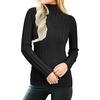 image:imageArachampCloz Womens Fall Ribbed Wool Blend Sweater Mock Neck Casual Outfits Long Sleeve Fitted Tops Trendy 2024Black