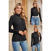 image:imageArachampCloz Womens Fall Ribbed Wool Blend Sweater Mock Neck Casual Outfits Long Sleeve Fitted Tops Trendy 2024Black