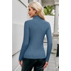 image:imageArachampCloz Womens Fall Ribbed Wool Blend Sweater Mock Neck Casual Outfits Long Sleeve Fitted Tops Trendy 2024Lake Blue