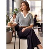 image:imageArachampCloz Womens Striped Short Sleeve Sweater Work Casual Fashion TrendyBlack
