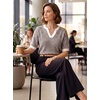 image:imageArachampCloz Womens Striped Short Sleeve Sweater Work Casual Fashion TrendyBrown