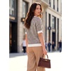 image:imageArachampCloz Womens Striped Short Sleeve Sweater Work Casual Fashion TrendyBrown