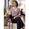 image:imageArachampCloz Womens Striped Short Sleeve Sweater Work Casual Fashion TrendyDark Red